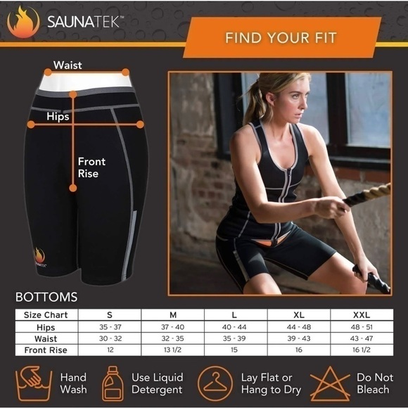 SaunaTek Women's XXL Black Neoprene Shorts Workout Sweat Shorts Activewear - Picture 7 of 9